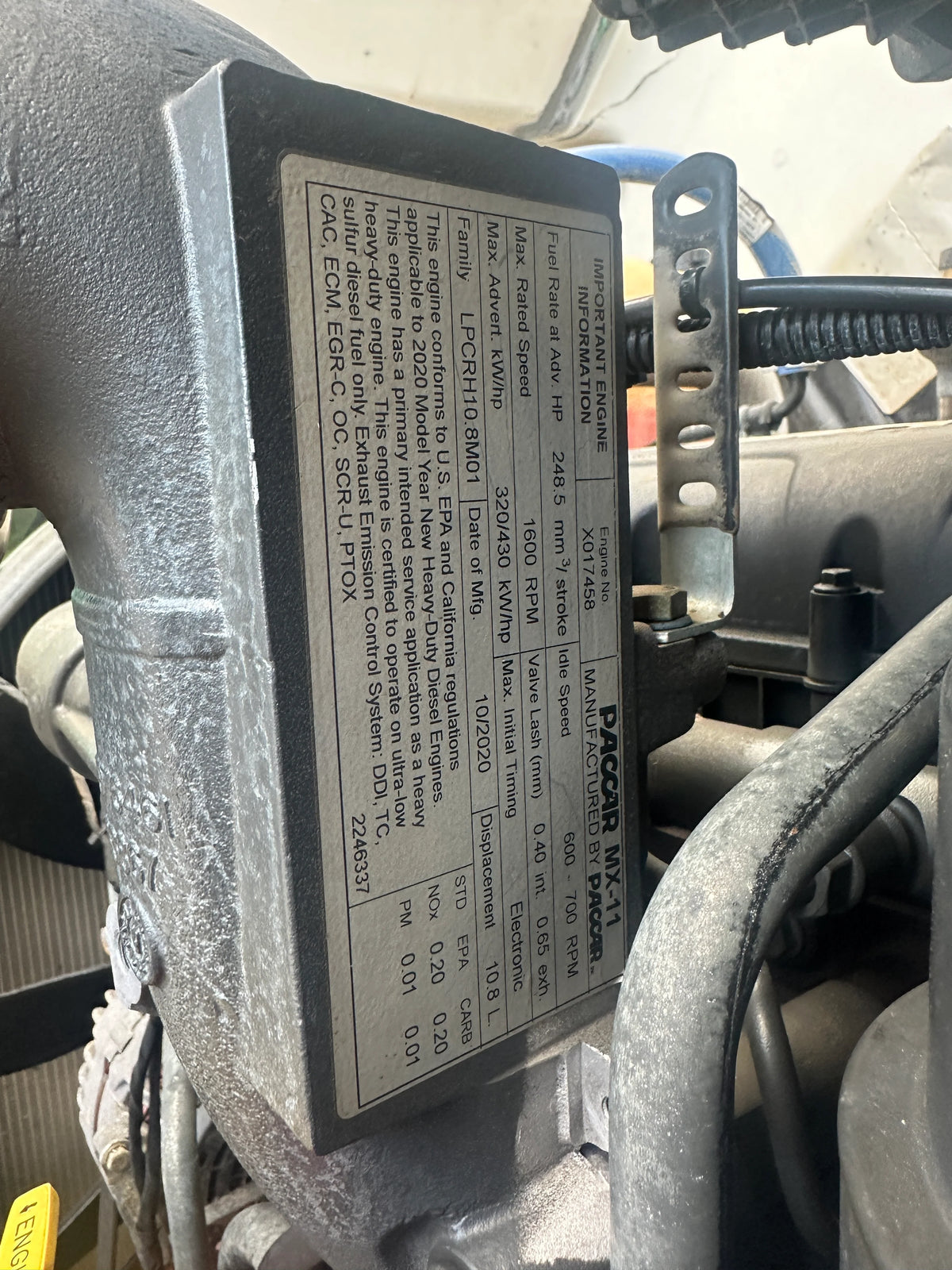 2021 Paccar MX11 289K Miles - Stock #2206-1